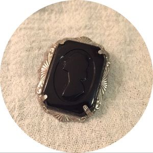 Vintage Black Cameo Pin